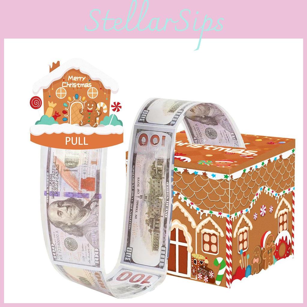 Gingerbread Man Pattern Christmas Theme Holiday Decor Paper Gift Box Money Box