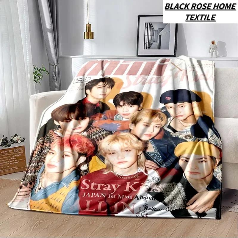Manta con estampado de Arte de moda KPOP stray-kids Idol, sof de sala de estar, manta de felpa suave para dormir, Sbana de