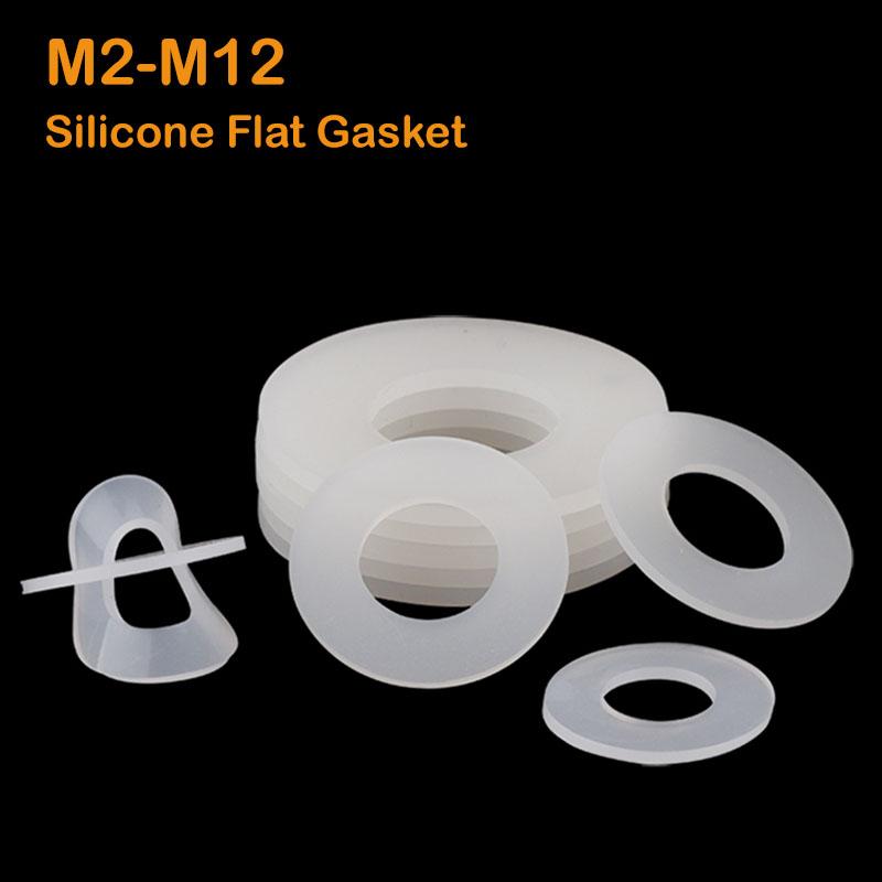 

White Ultra-thin Soft Silicone Gasket M2 M2.5 M2.7 M3 M4 M5 M6 M7 M8 M10 M12 Flat Gasket O-ring Silicone Seal Ring Washer 12x24x2mm-10PCS