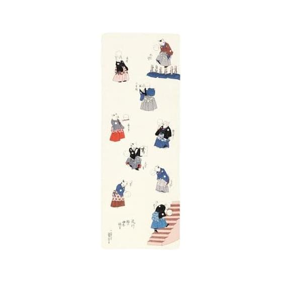 Yamamoto Jin Shoten (Official) Double Gauze Tenugui - Popular Cat Kyokumari (Kuniyoshi) 100% Cotton Made in Japan Approx. 32cm x 89cm