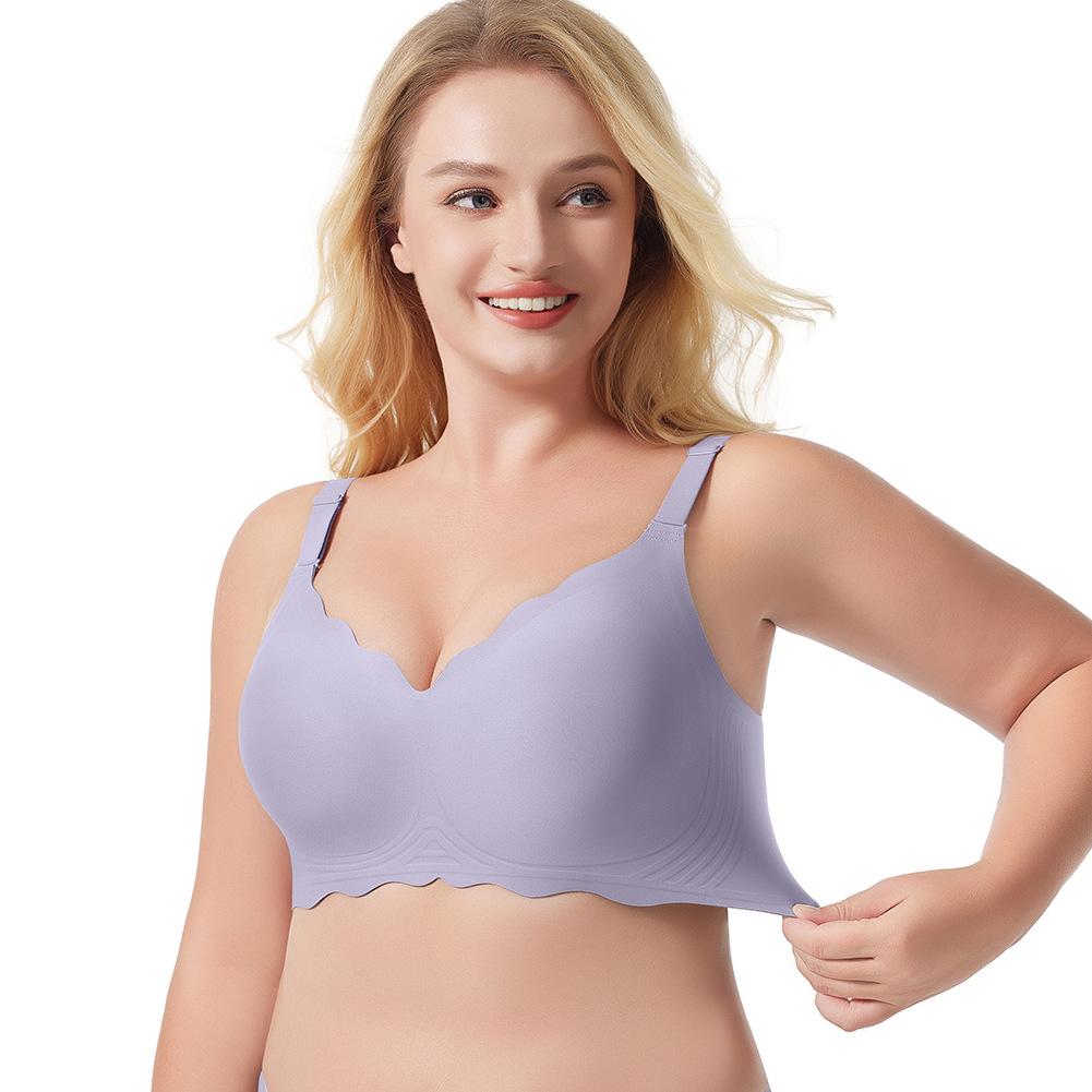

Модное женское нижнее белье: Бесшовный бюстгальтер пуш-ап с волнообразным узором большого размера для женщин - Подчеркивающий силуэт и создающий эффект похудения 4XL фиолетовый