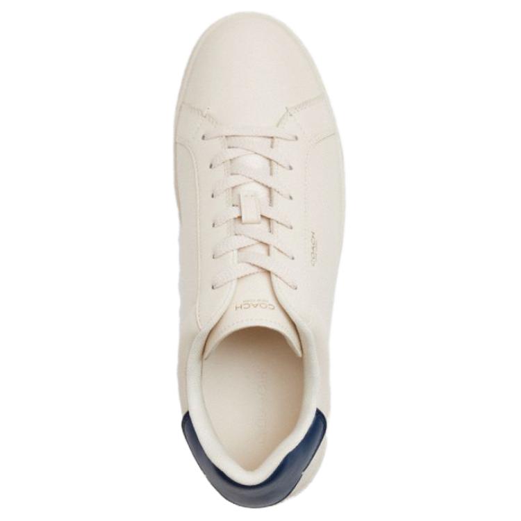 Coach Highline Synthetic Leather Round Toe Lace-Up Low-Top Sneakers Men Sneakers White Blue CZ078-XJF