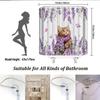 Lavender Cat Shower Curtain Purple Flowers Butterflies Cute Kitten Garden Art Elegant Bathroom Decor Waterproof Quick Setup
