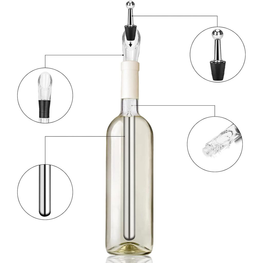 Weinkühler Set, Edelstahl Weinkühler Tasse Kühler Weinkühler Weinzubehör Weiß Rotwein Wein Weinset Weinliebhaber Geschenk