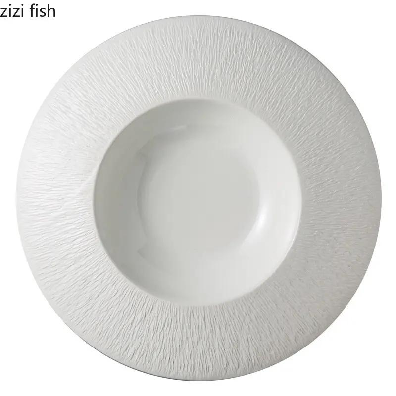 Farfurie Creativă Rotundă din Ceramică pentru Cină, Farfurie pentru Paste, Farfurie pentru Friptură, Veselă de Uz Casnic pentru Bucătărie, Culoare Solidă, Farfurie pentru Gustări, Farfurie pentru Salată, Farfurii pentru Supă