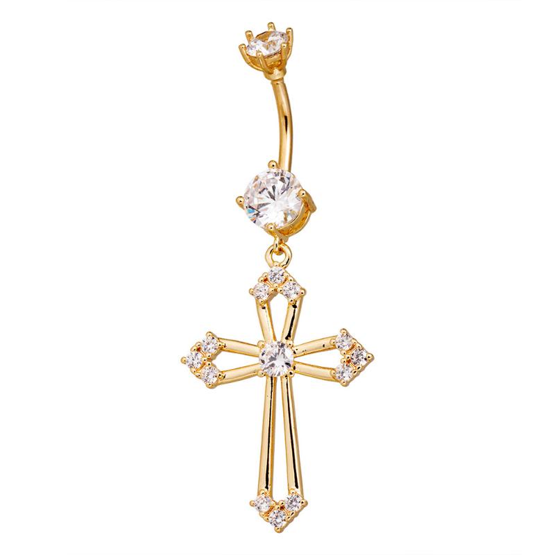 Long Dangle Belly Button Ring 316 Stainless Steel Barbell 3A Zircon Cross  Navel Rings For Women Jewelry
