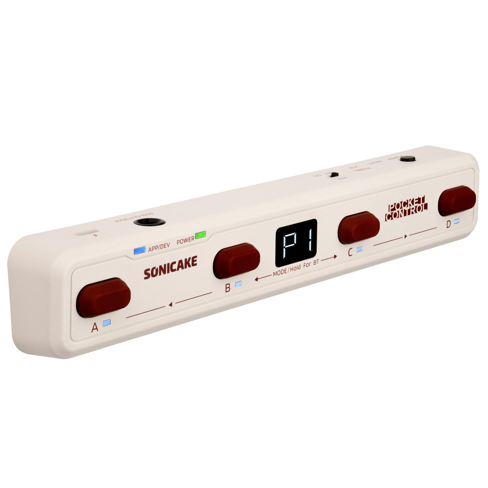 

SONICAKE Pocket Control Portable Wireless MIDI Controller 4 Programmable Footswitches, USB Host, Rechargeable Battery Built-in білий