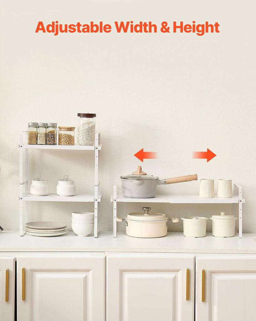 2 Tier Cabinet Organizer Shelf Counter Shelves Steel Storage Spice Rack