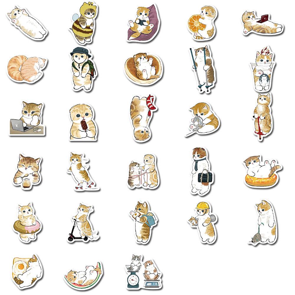 64-Piece Yellow Cat Cartoon Sticker Set for DIY Journals, Phone Cases, and Notebooks