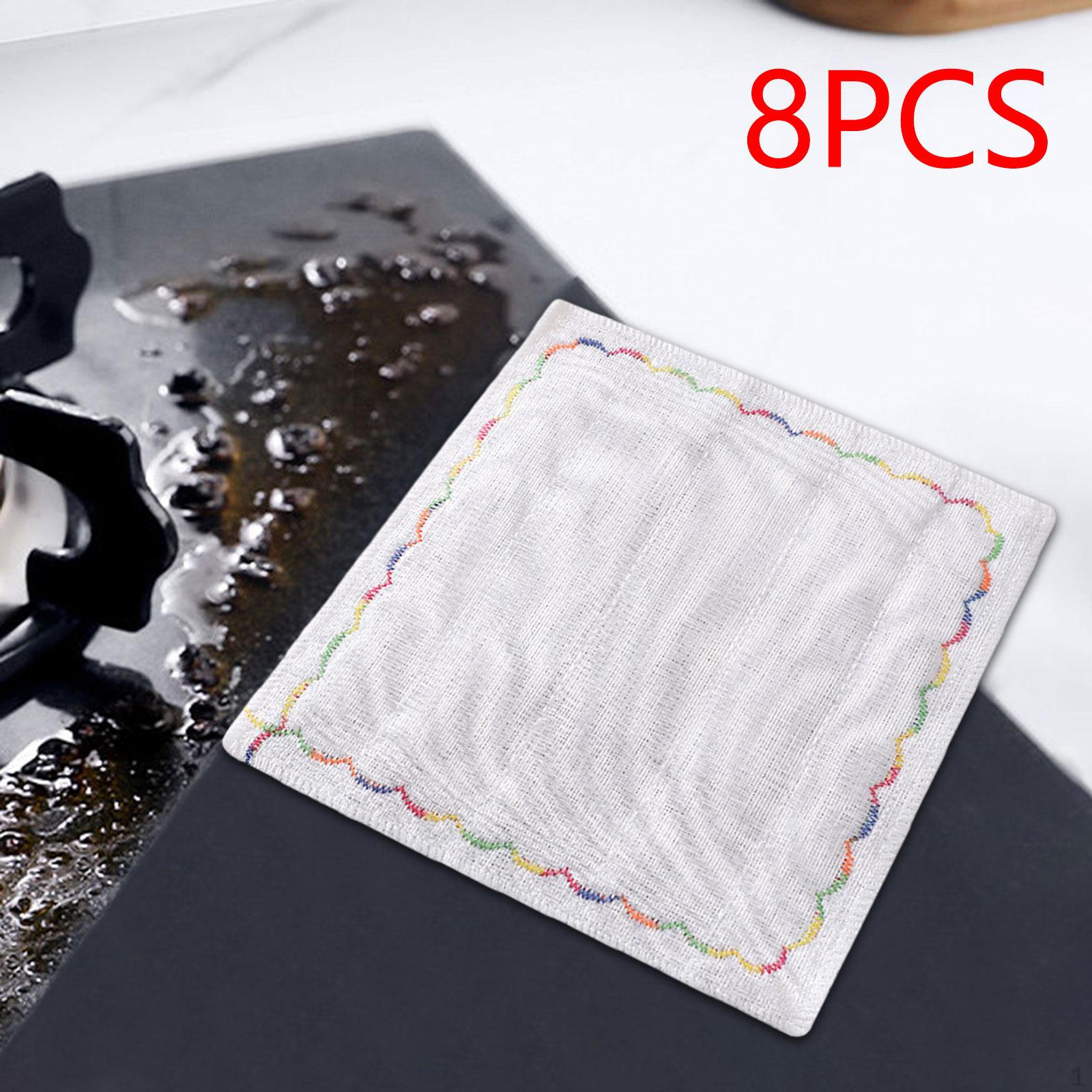 

8 шт. кухонные салфетки для мытья посуды, впитывающие тряпки для мытья посуды, полотенца для рук 25cmx25cm_8 Layers