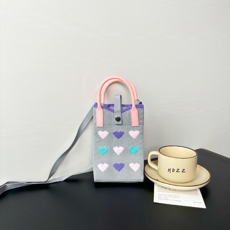 New Love Mobile Phone Bag High-end Knitted Bag Popular Cartoon Cute Portable Storage Messenger Bag