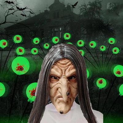 Latex Halloween Hexenkopfbedeckung Langes Haar Elastisches Band Oma Gesichtsmaske Wiederverwendbar Allgemein Alte Damen Cosplay Kopfschmuck