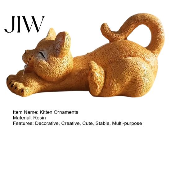 Desktop Stress Relief Toy Stretching Kitten Figurine, Resin Cat Statue, Cute Animal Ornament, Artistic Decoration for Study Compact Home Office