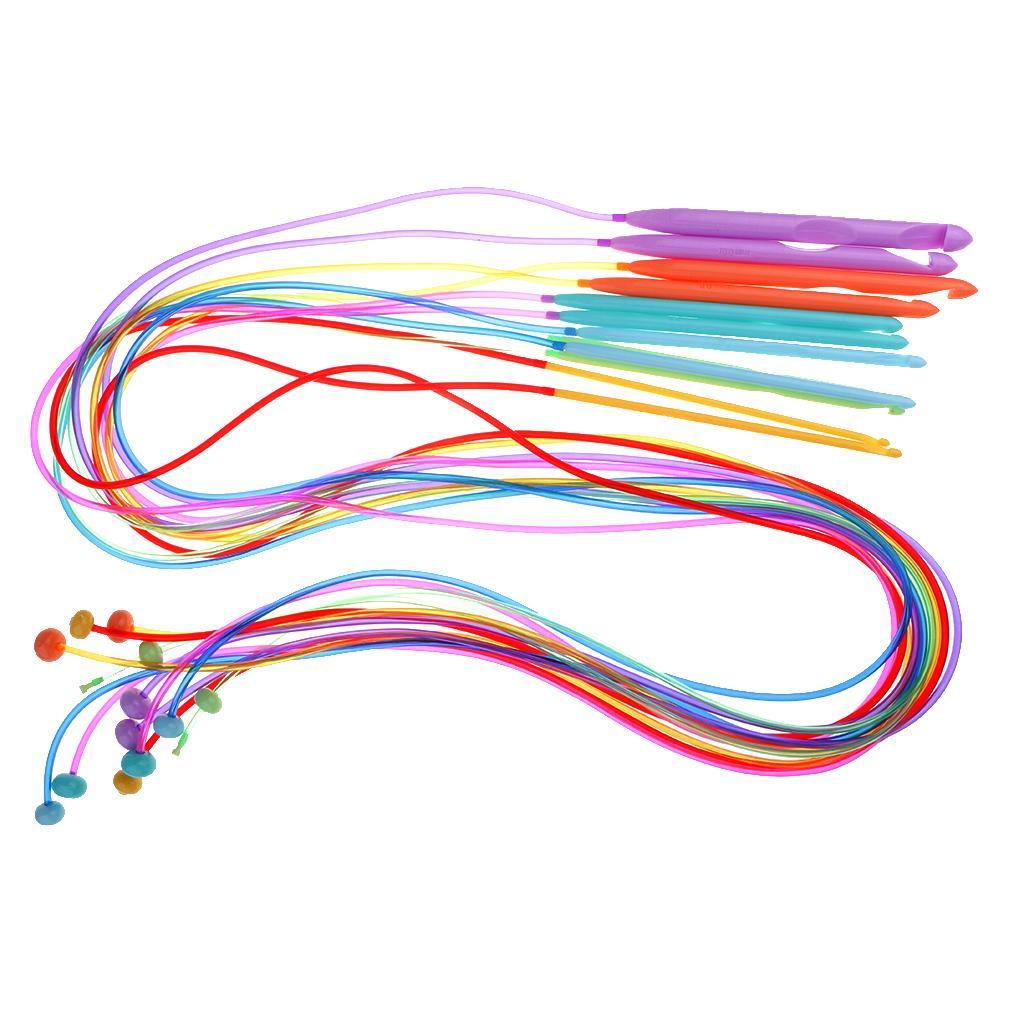 Plastikhäkelnadeln Afghanische Häkelnadeln Rundstricknadel-Set Flexible Werkzeuge für Teppiche Sofakissen Pullover DIY