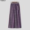 INCERUN Bohemia Men Elastic Waist Casual Long Floral Print Baggy Trousers Pants