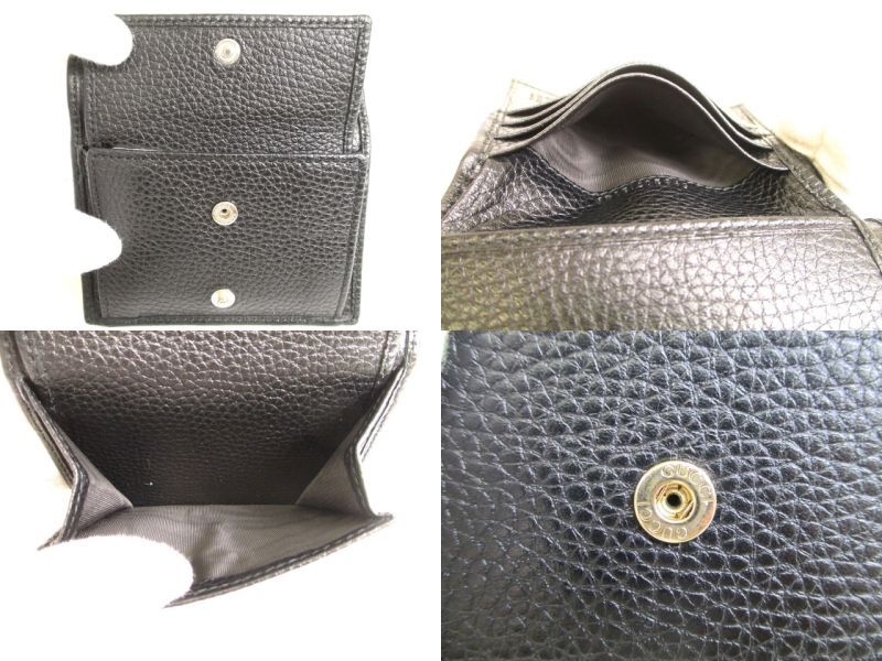 Authentic GUCCI Soho Interlocking G Black Leather Trifold Wallet Purse #9715  Refurbished