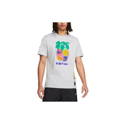Cartoon Smiley Face Print Logo Breathable Round Neck Short Sleeve T-Shirt Men Tops Gray DQ1886-012