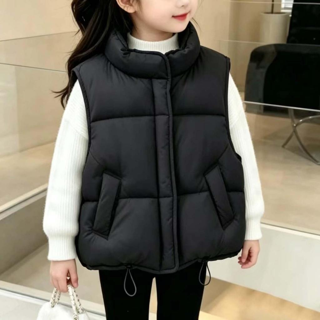 Children's Candy Color Sleeveless Vest with Warm Wide Shoulder Design for Outdoor Wear