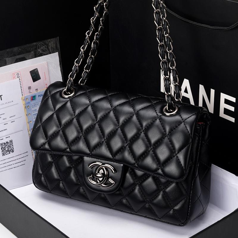 Women's bag new fashionable and versatile high-end diamond chain bag leather shoulder  bag tide