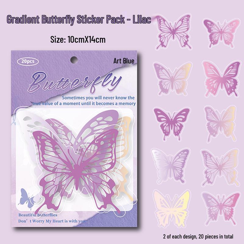 Dazzling 3D Laser Butterfly PET Sticker Pack for DIY Journal Decoration