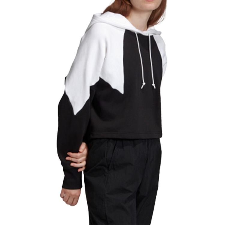 Adidas Originals Large Logo Hoodie Short Vintage Sports Pullover Color Block American Sweatshirt Women hoodies Black White GD2404