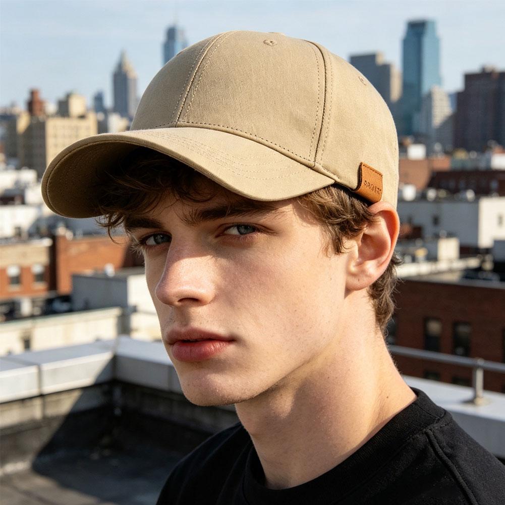 Men's Solid Color Oversized Peaked Cap 60-65cm Adjustable UV Protection Baseball Cap Outdoor Sports Hat