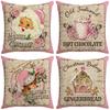 Pink Cute Santa Claus Pillowcase, Linen Print Pillow, Bedroom Bedside Cushion, Sofa Cushion, Festive Atmosphere