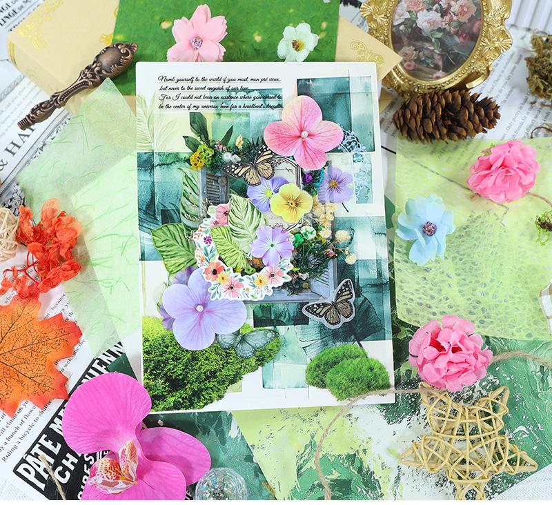 Retro Art Sticker Set: Dried Flower Journal Paper with Creative Cross-Border Designs