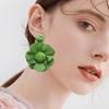 Rattan Earrings Summer Boho Handwoven Big Fabric Chiffon Rattan Flower Drop Earrings Statement Tropical Beach Vacation Jewelry