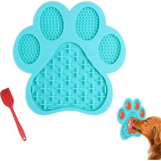 Dog Licking Mat for Anxiety Peanut Butter Slow Feeder Bowls Licking Pad with Strong Suction to Wall for Pet Bathing,Grooming,and Dog Training (Red)
