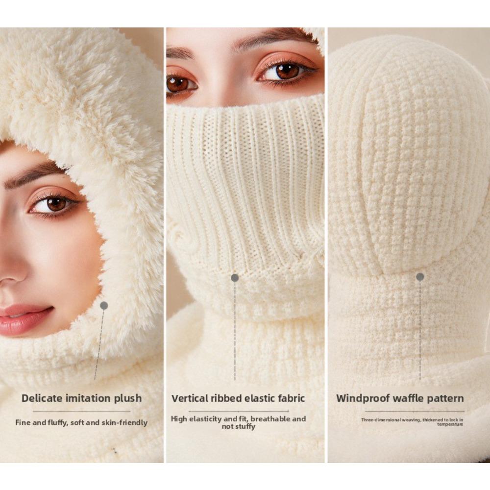 **Women Knit Balaclava Face Mask Neck Warmer Ear Flap Fleece Lined Outdoor Cycling Winter**