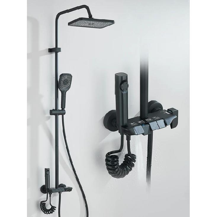 4-way Piano Shower System With Rain Shower Bidet Faucet Hot Cold Water Mixer For Bathroom Shower Kit