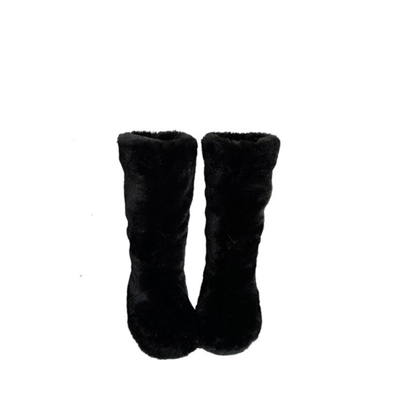 Winter Mao Mao Piled Boots 2025 Autumn New European and American Style Round Head Thick Heel High Heel Long Women's Boots