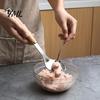 Professionelles Fleischbällchen-Herstellerlöffel-Werkzeug, Rostfreier Stahl Antihaft-Schöpfer, Küchenwerkzeuge zum Kochen Langer Holzgriff Formwerkzeug Ovaler Former