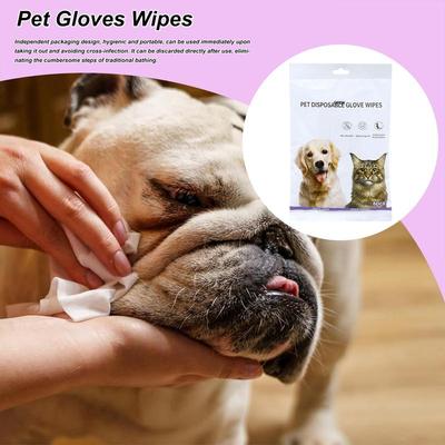 Dog Wipes For Paws Dog Wipes Washing Gloves Portable Pet Cleaning Supplies For Small Medium Large Animals Cats Puppies
