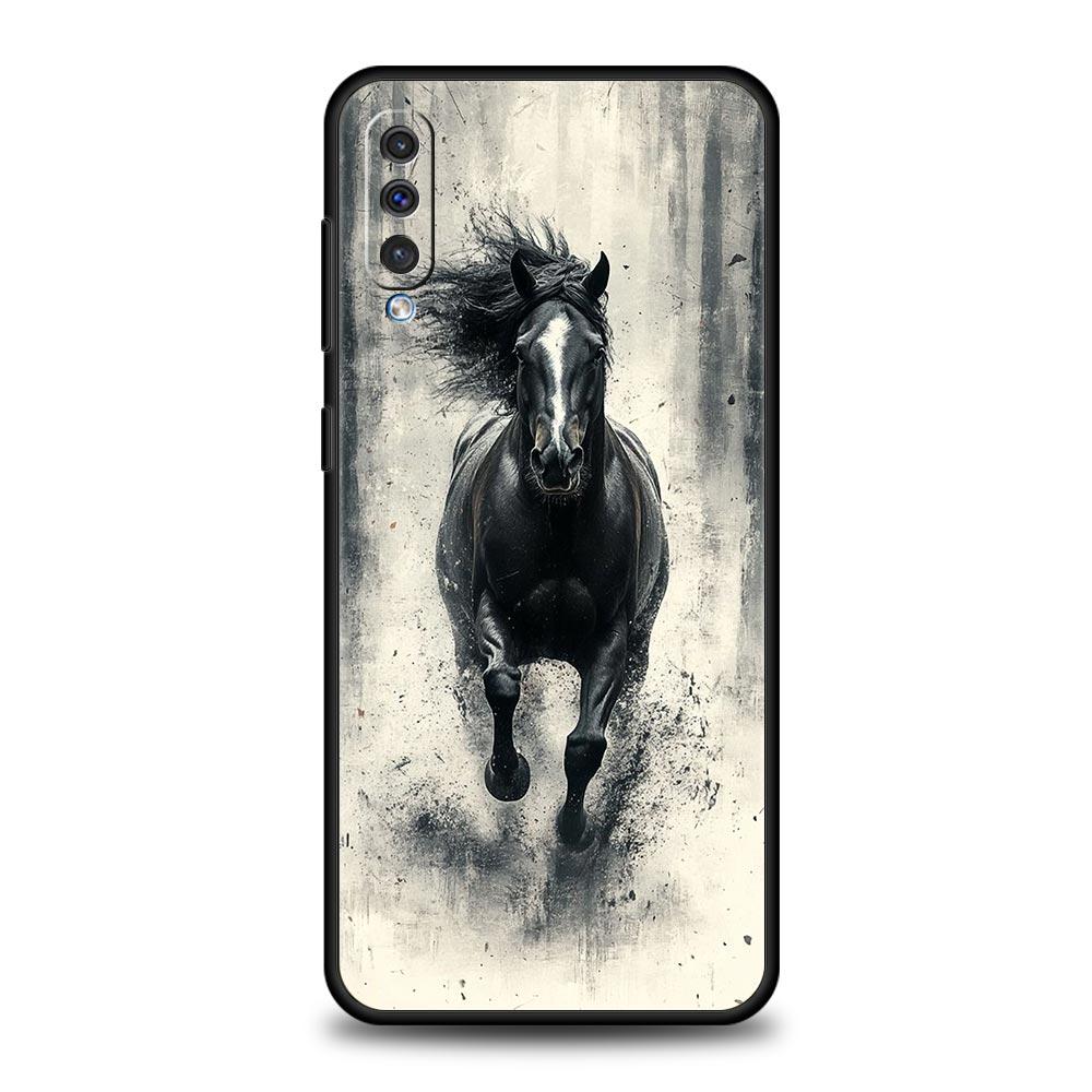 Phone Case For Samsung A56 A36 A26 A54 A52 A24 A14 A50 A70 A40 A06 A12 A22 A34 A42 A32 5G A04s A16 Cover White Horses Galloping