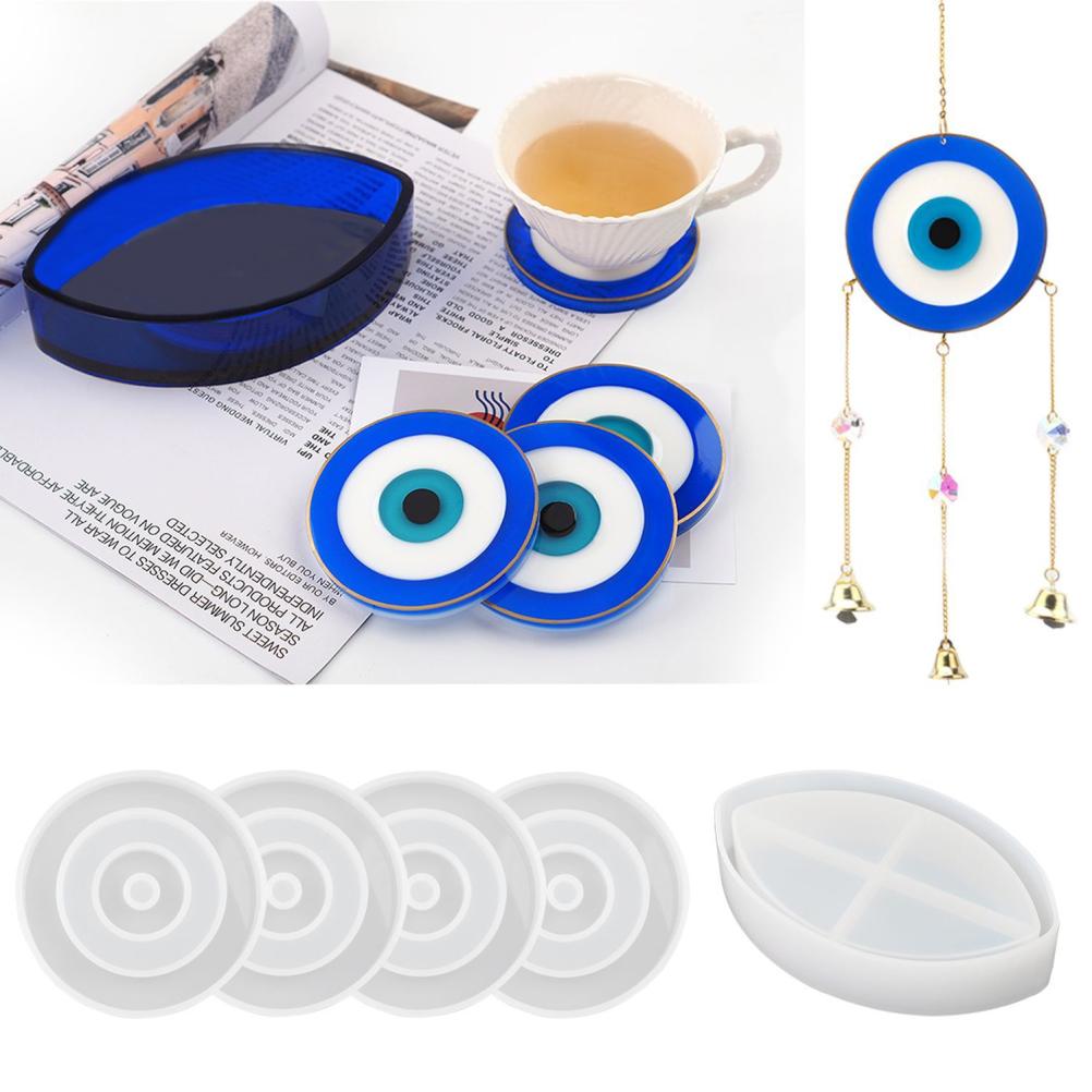 DIY Resin Dripping Coaster Mold Blue Eye Round Coaster Mould Silicone Mould Great Gift for your Friends and Family