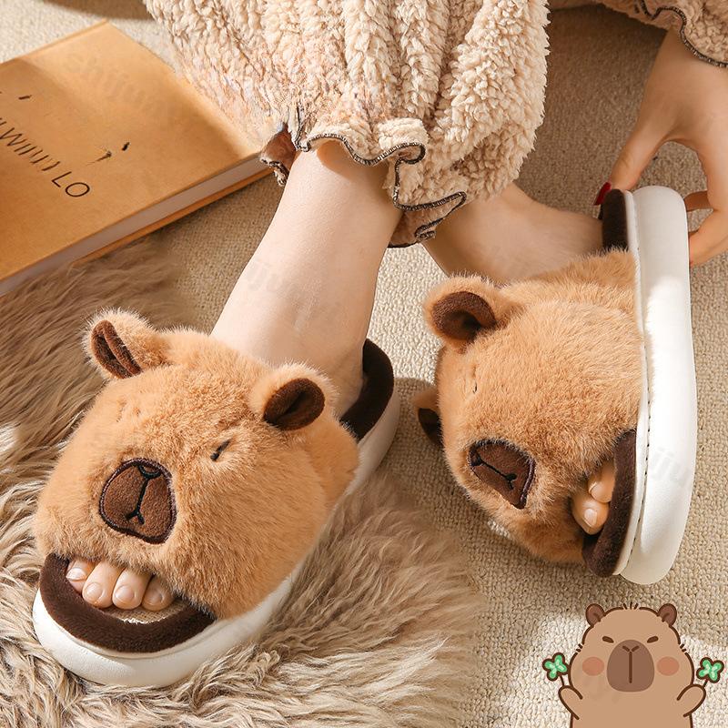 Fashion Women Home Slippers Capybara Cute Cartoon Comfortable Anti Slip Platform Ladies Summer Indoor Slipper Fashionable Linen Slippers