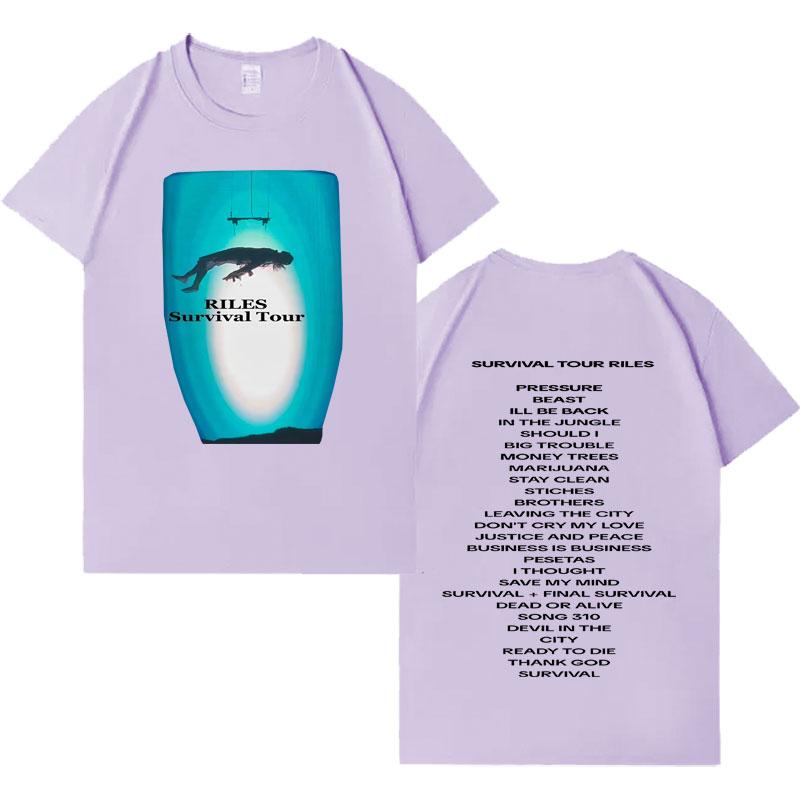 Singer Riles New Album Tour Aesthetic Short Sleeve T Shirts Mens Casual Cotton Oversized Cozy Crewneck Loose Tshirts Streetwear