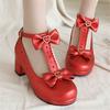 Fashion 2025 Spring Autumn Women Pumps Lolita Shoes Platform High Heels Black Red T-Belt Buckle Mary Jane Shoes Bow Ladies Party Shoes