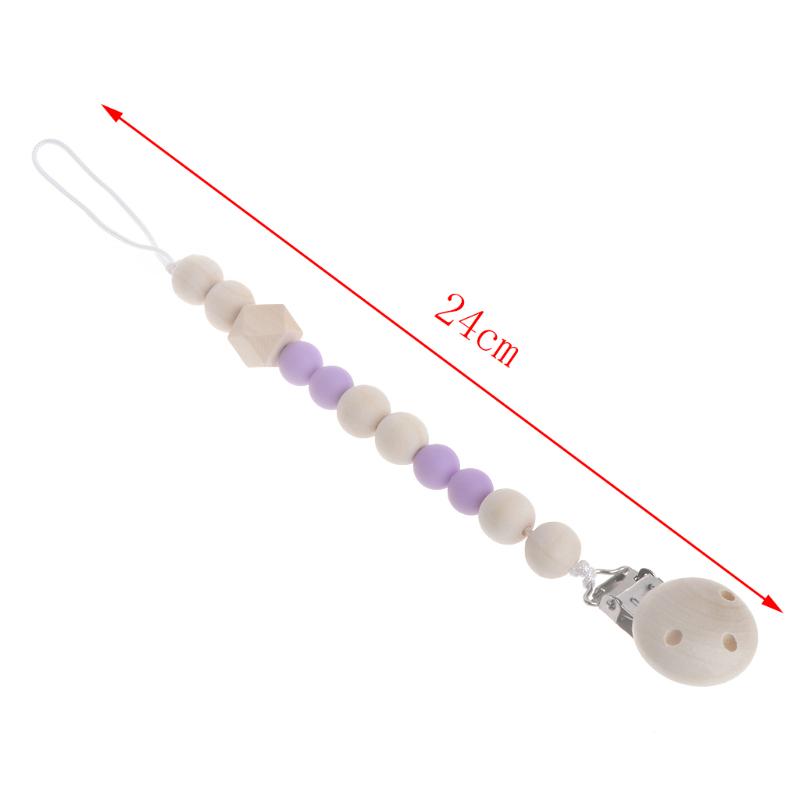 Nipple Holder Beaded Wooden Baby Pacifier Clip Chain Nipple Leash Strap Pacifier Clips Soother Chain