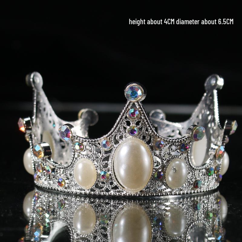 Children's Pearl Crystal Tiara Headband - Birthday Crown Cake Decoration and Adult Hair Accessory