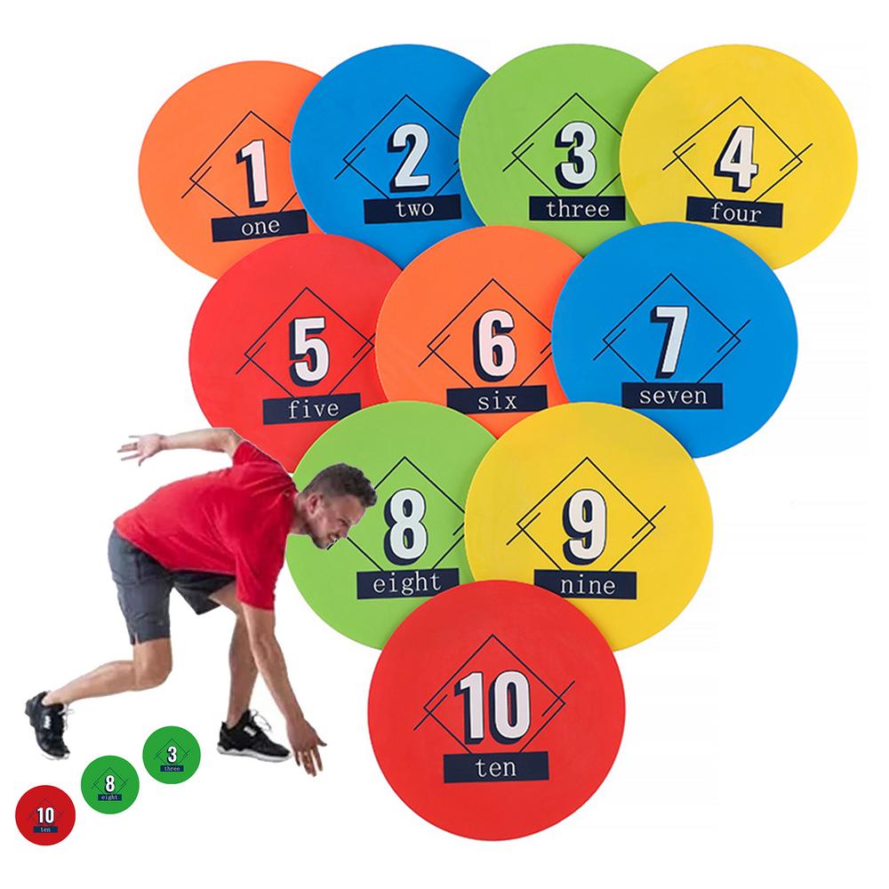 Soccer Practice Markers Agility Training Floor Dots Football Markers Numbered Non-Slip Training Mat Flat Field Cones Football