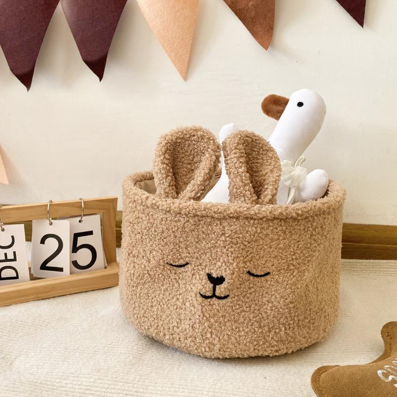 Cesto Portaoggetti Peluche Grande Capacità con Orecchie di Coniglio, Porta Giocattoli Morbido e Organizer per l'Organizzazione della Cameretta dei Bambini