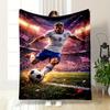 "Soccer Star In Action On the Field" Patterned Flannel Blanket Perfect for the Bedroom Living Room, Sofa, or a Little Nap