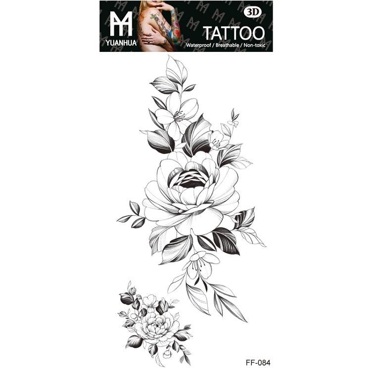 Plain Flower Bohemian Blue Rose Mermaid Waterproof Tattoo Sticker Simulation Water Transfer Sample Sticker