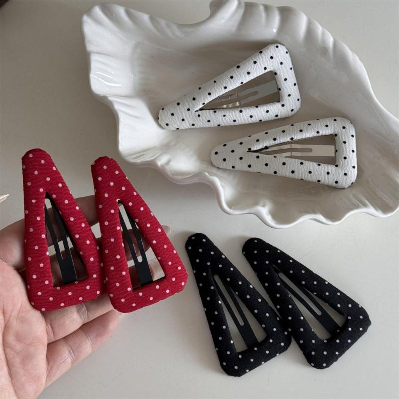 Traditional Korean Style Metallic Dotted Pattern Triangular Hair Accessories for Women Girls Barrettes
