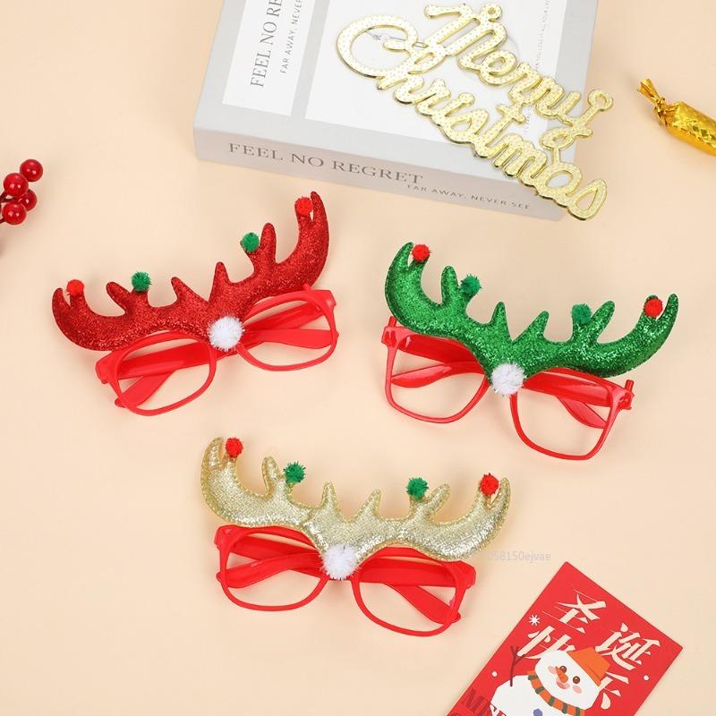Sparkling Christmas Antlers Eyeframe Creative Xmas Party Decoration Christmas Props Costume Glasses Eyewear Party Favors