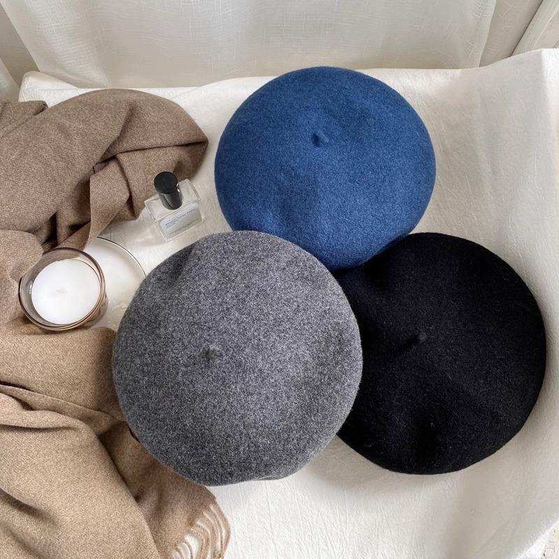 Thickened Wool Beret Milk Tea Color Maca Color Versatile Painter's Hat