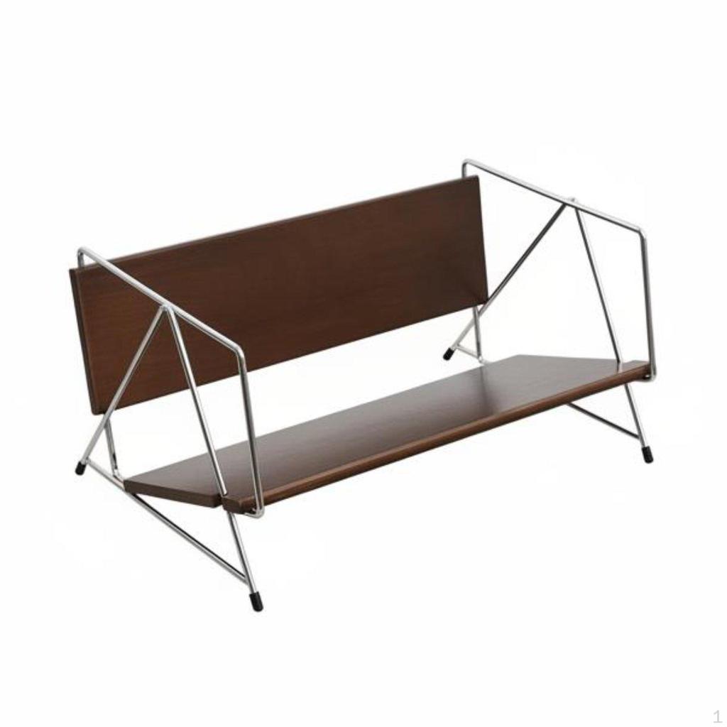 Wooden Desktop Book Display, 2Tier Storage Rack, Magazine CD Vinyl Organizer, Student Study Table